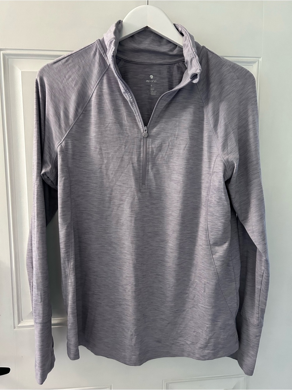 Apana Light Gray Long-Sleeve Half-Zip Performance Top